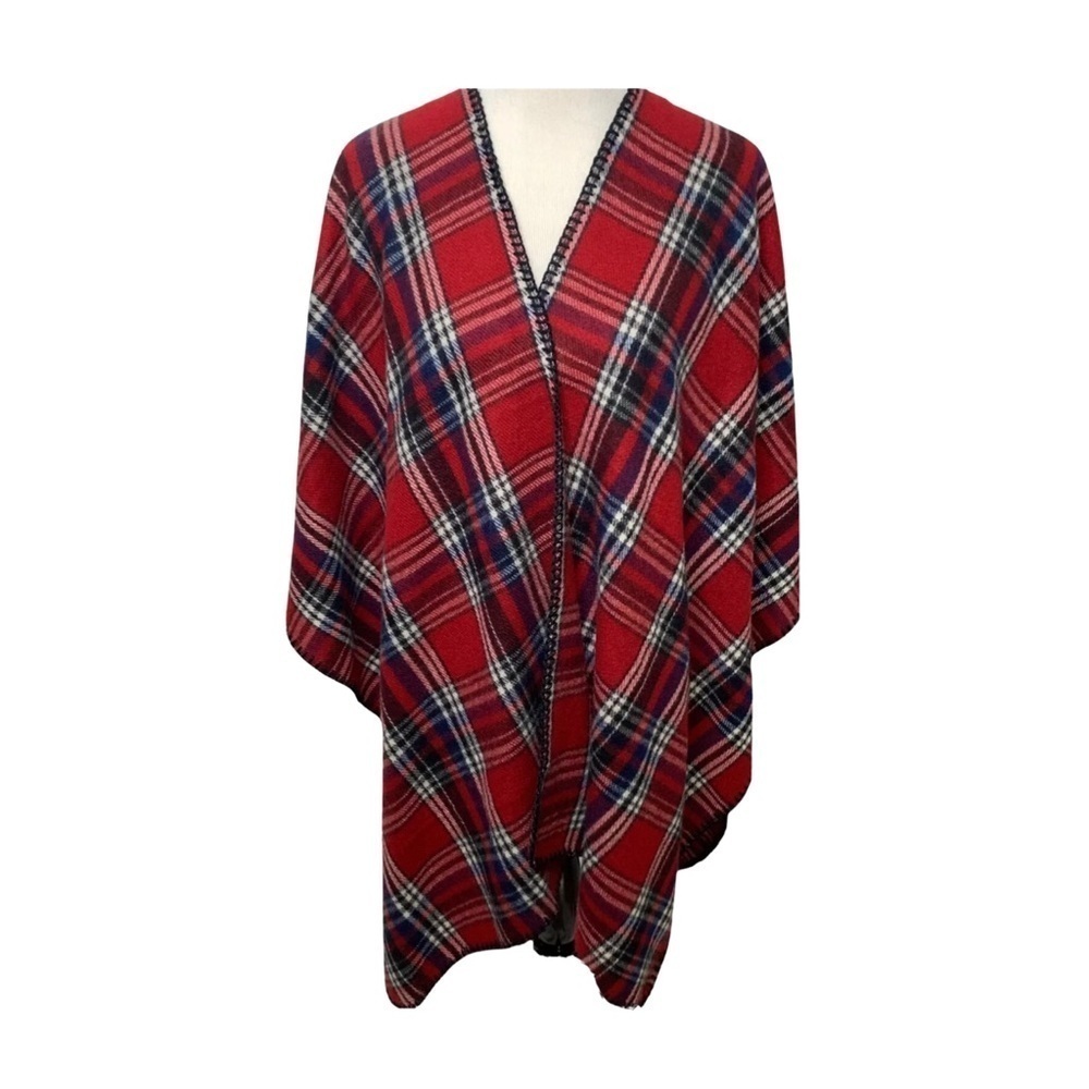 Woolrich Poncho Fleece Plaid Blanket Wrap Cape One Size